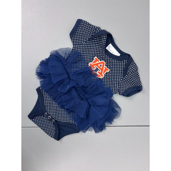 Two Feet Ahead Other - Two Feet Ahead baby Newborn girl Auburn navy dot tutu bodysuit football tigers